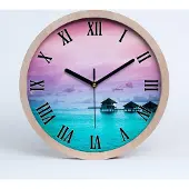 Tulup Holzuhr 30fi cm wanduhr - schwarze Spitzen - Wasser-Bungalow