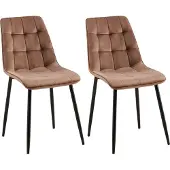 CLP 2er Set Esszimmerstuhl Gifford Samtbezug gepolstert mit Rückenlehne braun Material Samt