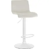 CLP Barhocker Hover Samtbezug höhenverstellbar drehbar mit Rückenlehne creme Material Gestell Metall matt weiss