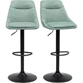 Miliboo - Drehbare Barhocker 360° in texturiertem Céladon-Samt-Stoff und Metall (2er-Set) ALESS