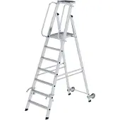 MUNK Günzburger Steigtechnik MUNK Aluminium-Stehleiter mit Rollen und Griff 7 Stufen