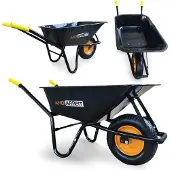 ANDIARBEIT Schubkarre 100L, Blechwanne, 220kg Tragkraft, ergonomische Griffe, ideale Hebelwirkung - perfekt für schwere Outdoorarbeiten schwarz|AND-3