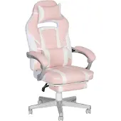 HOMCOM Gamingstuhl mit Fußstütze, Kopf- & Lendenkissen, höhenverstellbar, Rosa