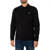 Gant Poloshirt "Poloshirt Regular Shield Longsleeve Pique Rugger 1er Pack", Herren, Gr. XXL, schwarz, Obermaterial: 100% Baumwolle CO., Shirts Poloshirt