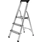 Craftfull Stehleiter CF-133B | Aluminium-Haushaltsleiter - Leiter - Ablagefläche - Gummi-Standfüße - Anti-Rutsch - 3-6 Stufen - 150 kg (3 Stufen)