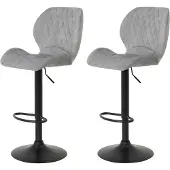 Hela Barhocker "Sonja", grau (vintage grau, samtvelours velvet), B:42cm H:96cm T:51cm, Hocker, Barhocker, 2 Stück