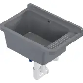 QLS Ausgussbecken 50x34 cm aus Kunststoff mit Siphon Grau Garage Werkstatt 11119