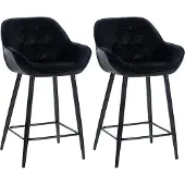 CLP 2er Set Barhocker Gibson Samt, Sitzhöhe 76 cm schwarz