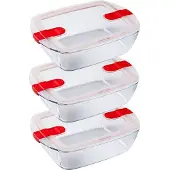 Pyrex Cook & Heat Schaal 1,1 liter Rechthoek Set van 3 Stuks