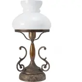 Licht-Erlebnisse Tischleuchte E27 30 cm Weiß Bronze Glas Echt-Messing Tischlampe