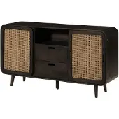 MASSIVMOEBEL24.DE MASSIVMOEBEL24 Sideboard Mango 150x40x80 dunkelgrau lackiert VALENCIA #218