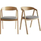 Miliboo - Skandinavische Stühle aus hellem Eichenholz und grauem Stoff (2er-Set) LOVA