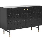 Beliani Sideboard Schwarz MDF Spanplatte 120 x 82 x 40 cm mit Goldenen Beinen Elegant Modern Kommode für Wohnzimmer Schlafzimmer Flur