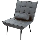 ML-Design Loungesessel Anthrazit Moderner Polstersessel mit Lendenkissen für Wohnzimmer Retro Design-Sessel mit Metallbeinen Kunstleder PolyurethanAkzentstuhl