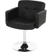 Mendler Esszimmerstuhl Orlando, Küchenstuhl Drehstuhl Stuhl, Kunstleder Chrom schwarz