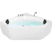 Beliani Badewanne Weiß 140 x 140 cm mit Massagefunktion Sanitäracryl Modern