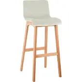 CLP Barhocker Hover Samtbezug Vierfußgestell aus Holz Sitzhöhe 77 cm creme