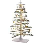 Mendler Deko-Weihnachtsbaum MCW-H77, 3D-Christbaum Weihnachtsdekoration, Shabby-Look Tannenholz verstellbar 130x82x82cm weiß