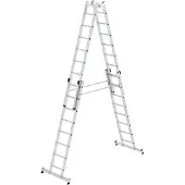 MUNK Günzburger Steigtechnik Sprossen-Stehleiter 4-teilig mit nivello-Traverse 4x8 Sprossen