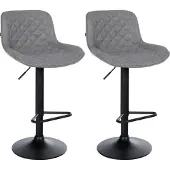 CLP Barhocker 2er Set, Barstuhl Kasson höhenverstellbar drehbar mit Rückenlehne dunkelgrau Material Stoff