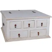 MiaMöbel Truhentisch Mexico Möbel 90x90 cm Landhausstil Massivholz Pinie Weiß