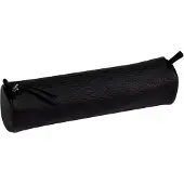 Clairefontaine 6x Rundes Schlampermäppchen aus Leder 5x22cm - Schwarz 8325C