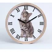 Tulup Holzuhr 20fi cm wanduhr - schwarze Spitzen - stilvolle Katze