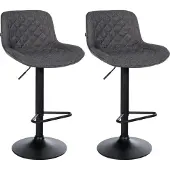 CLP Barhocker 2er Set, Barstuhl Kasson höhenverstellbar drehbar mit Rückenlehne schwarz Material Stoff