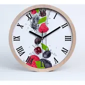 Tulup Holzuhr 20fi cm wanduhr - schwarze Spitzen - Obst und Wasser