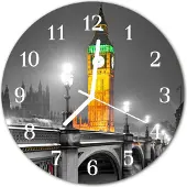 Tulup Glasuhr Wanduhr Küchenuhr Echt-Glas 30fi cm Big Ben grau