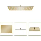 The Living Store Regenbrause Edelstahl 40x30 cm Rechteckig Golden