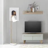 Lomadox Wohnzimmer TV-Lowboard und Wandboard in Grün Matt mit Eiche STOCKTON-61, 2-teilig