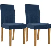CLP 2er Set Esszimmerstuhl Ina Cordbezug gepolstert mit Rückenlehne und Holzbeinen blau Gestell Farbe antik-hell