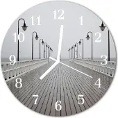 Tulup Glasuhr Wanduhr Küchenuhr Echt-Glas 30fi cm Pier weiß