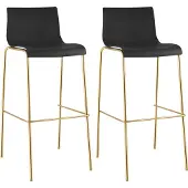 CLP Barhocker 2er Set Hover Sitz aus Kunststoff Vierfußgestell Goldoptik bis 150 kg schwarz