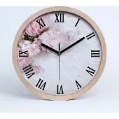 Tulup Holzuhr 30fi cm wanduhr - schwarze Spitzen - Pfingstrosen