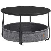 Vasagle Couchtisch mit Aufbewahrungskorb COLETTE, 75x45 cm, schwarz/grau