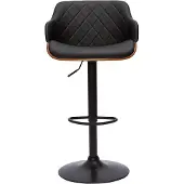 Miliboo - Design-Barhocker höhenverstellbar schwarz und dunkles Holz LUCIEN
