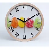 Tulup Holzuhr 30fi cm wanduhr - schwarze Spitzen - farbige Gummibärchen