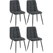 CLP 4er Set Esszimmerstuhl Tilde gepolstert mit Rückenlehne bis 150 kg belastbar schwarz Material Cord