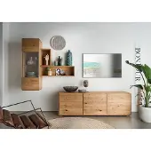 Lomadox Wohnwand braun WYNDHAM-69 Wildeiche massiv geölt 4-teilig