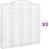 vidaXL Gabionen mit Hochbogen 3 Stk. 200x30x200/220cm Verzinktes Eisen