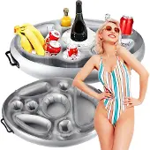 Evi Pooltisch für Getränke und Snacks - aufblasbar, schwimmend, grau