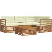 vidaXL Outdoor-Sofagarnitur mit Kissen 5 pcs Natur und Creme