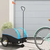 vidaXL Design Fahrradanhänger Schwarz und Blau 30 kg Eisen, Fahrradanhänger 2024 Neu