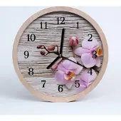 Tulup Holzuhr 20fi cm wanduhr - Orchidee Blumen