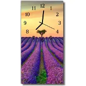 Tulup Glasuhr Wanduhr Küchenuhr Echt-Glas 30x60 Lavendelfeld Mehrfarbig