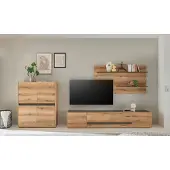 Empinio24 Wohnwand Eiche 340 cm 3-teilig Nr 16 mit Beleuchtung Boston