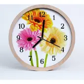 Tulup Holzuhr 20fi cm wanduhr - Blumen Blumen
