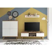 IMV Wohnwand Merle 267cm eiche riviera / weiß matt Wohnzimmer Anbauwand